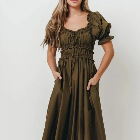 Worth Collective Sydnee Cotton Maxi Dress in Chocolate Brown - Picture 1 of 4